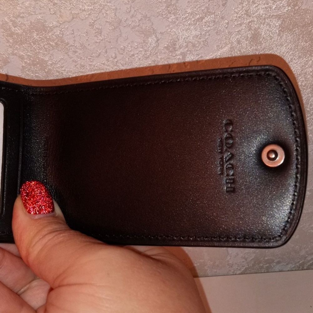 Coach Brown Signature Canvas Luggage Tag with Black Strap - Picture 5 of 5